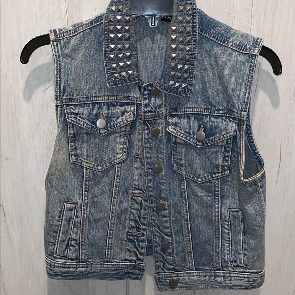 Denim stud vest